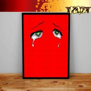 Kawaii Anime Eyes Sad Hypebeast Poster vday Valentine’s Decor anime aesthetic
